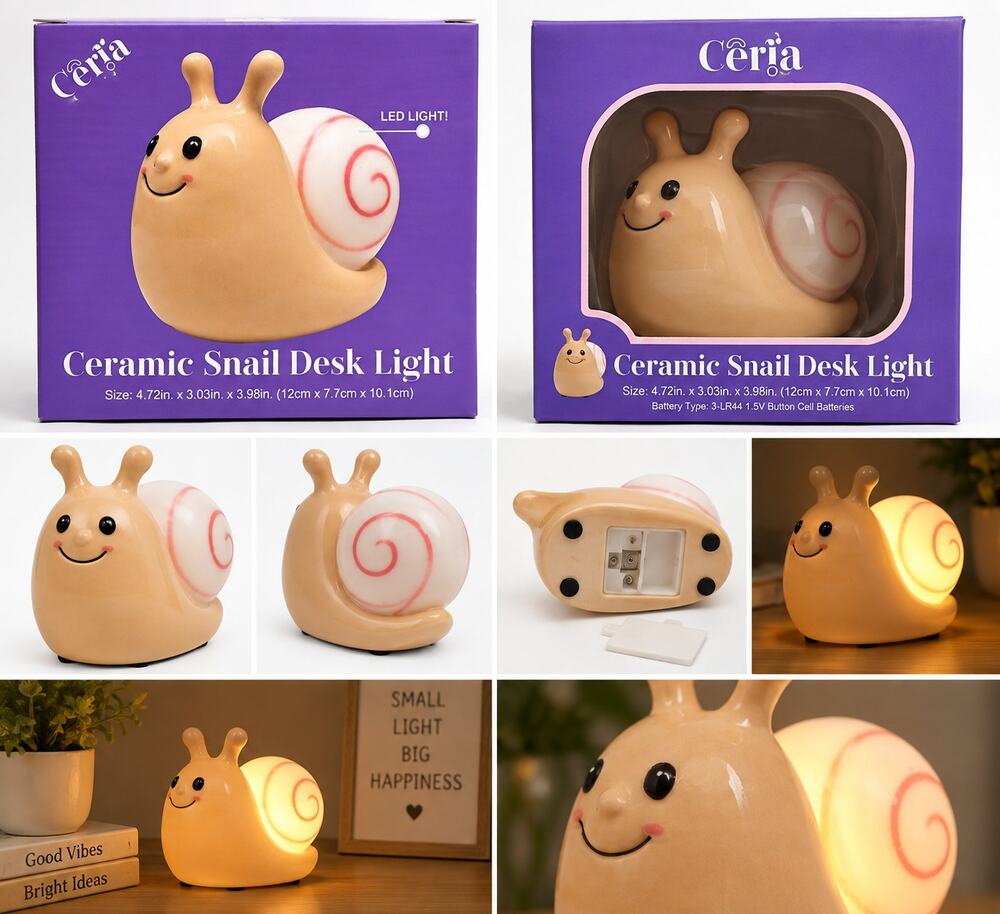 Ceria Ceramic Snail LED Desk Light